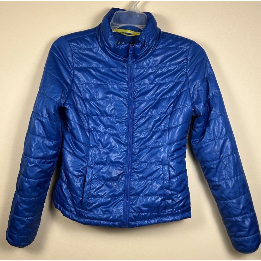 Aeropostale Puffer Jacket Youth Large Blue High Collar Lightweight Full Zipper